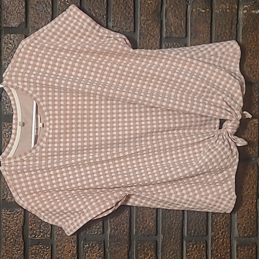 Lou & Grey For Loft, L, Women's Checkered Top - Beige and Cream - Picture 1 of 4